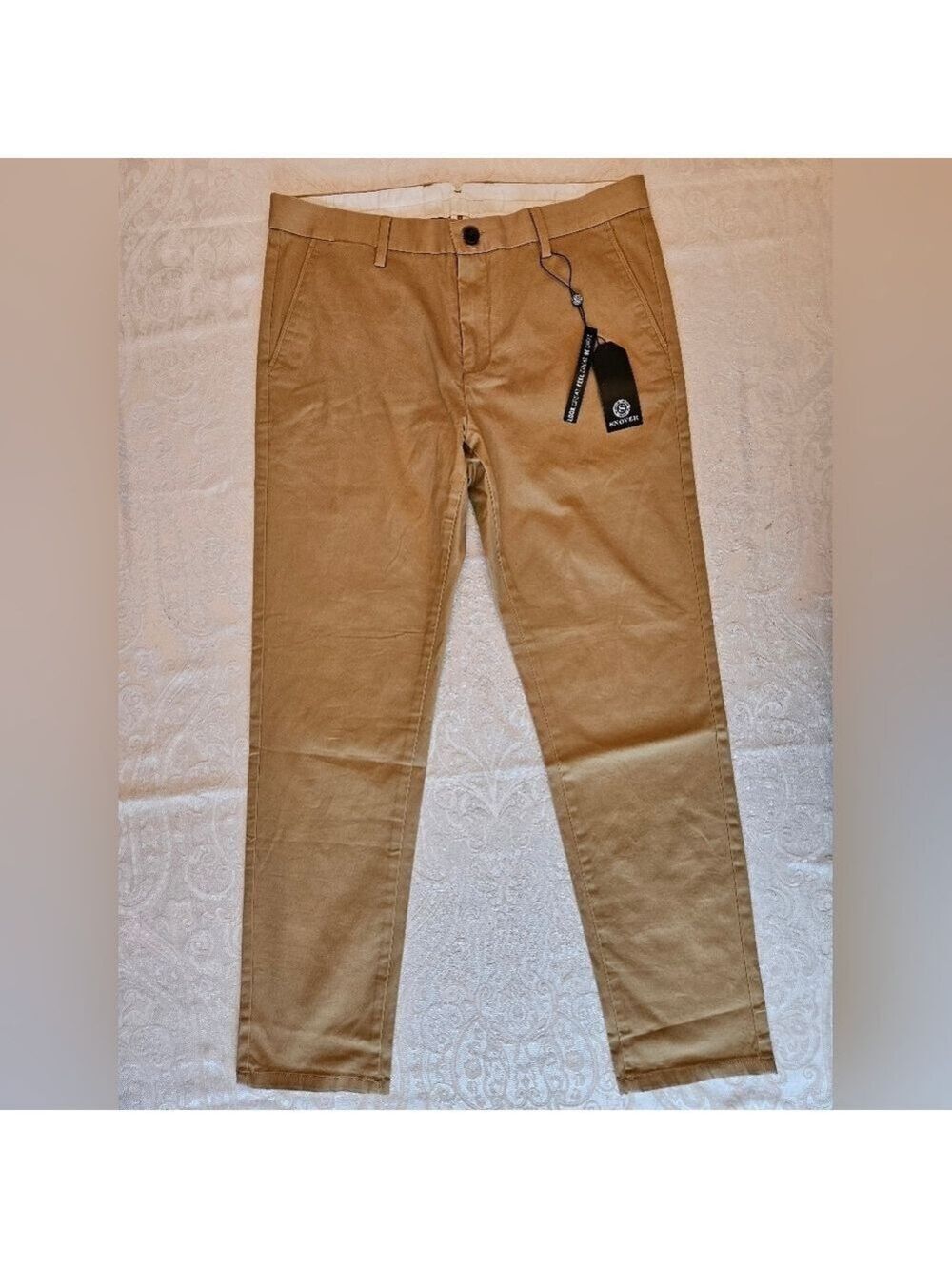 Classic Men's Cotton Chino Pants, Dark Khaki, Casual, Size 32, Snover, NWT